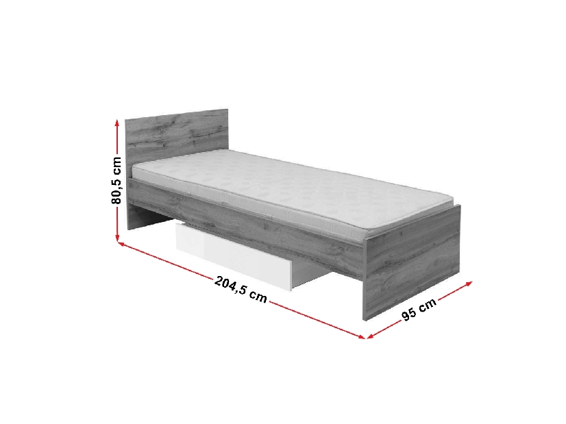 Jednolůžková postel 90 cm BRW Zele LOZ90