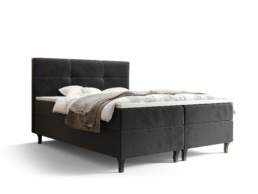 Manželská postel Boxspring 140 cm Lumba Comfort (černá) (s matrací a úložným prostorem)