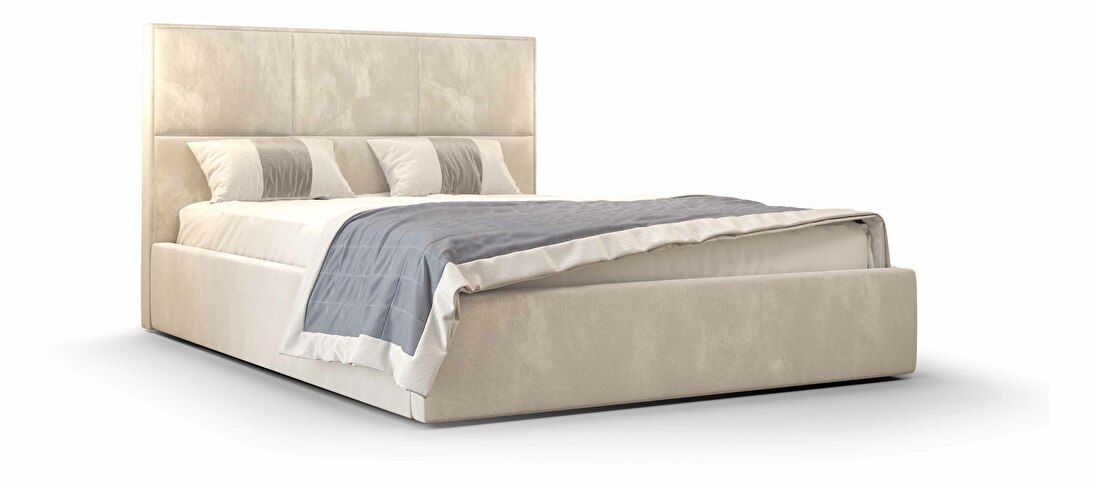 Manželská postel 140 cm Elna (béžová) (s roštem a úložným prostorem)