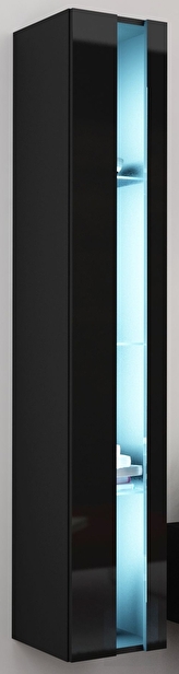 Vitrína na stěnu Vigo 180 otevřená LED černá (s osvětlením)