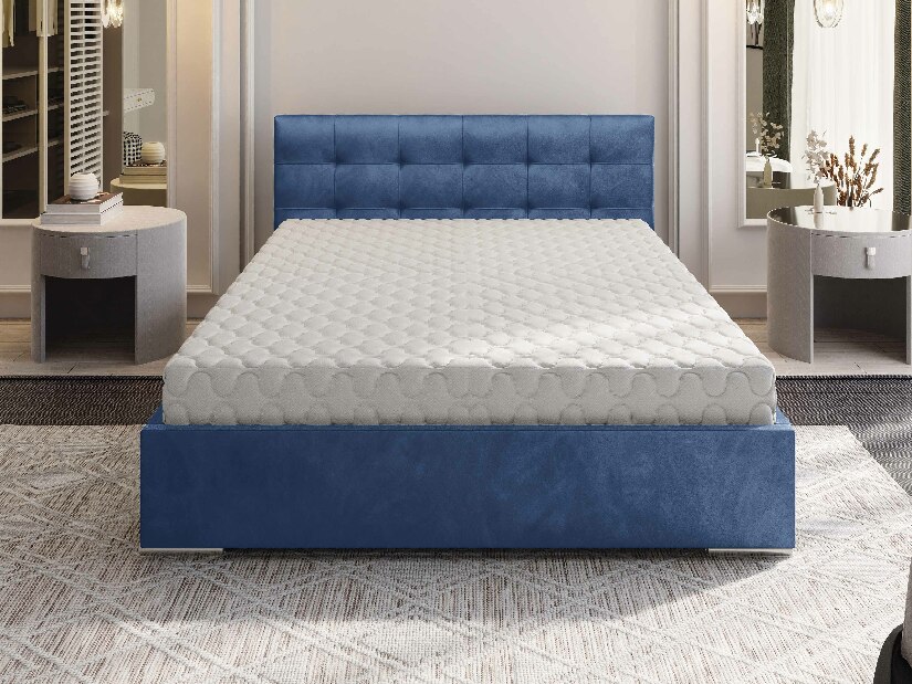 Manželská postel 180 cm Hermila (světle modrá) (s roštem a úložným prostorem)