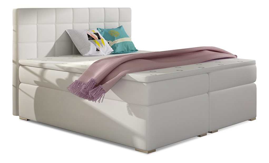Kontinentální postel 160 cm Abbie (bílá) (s matracemi)