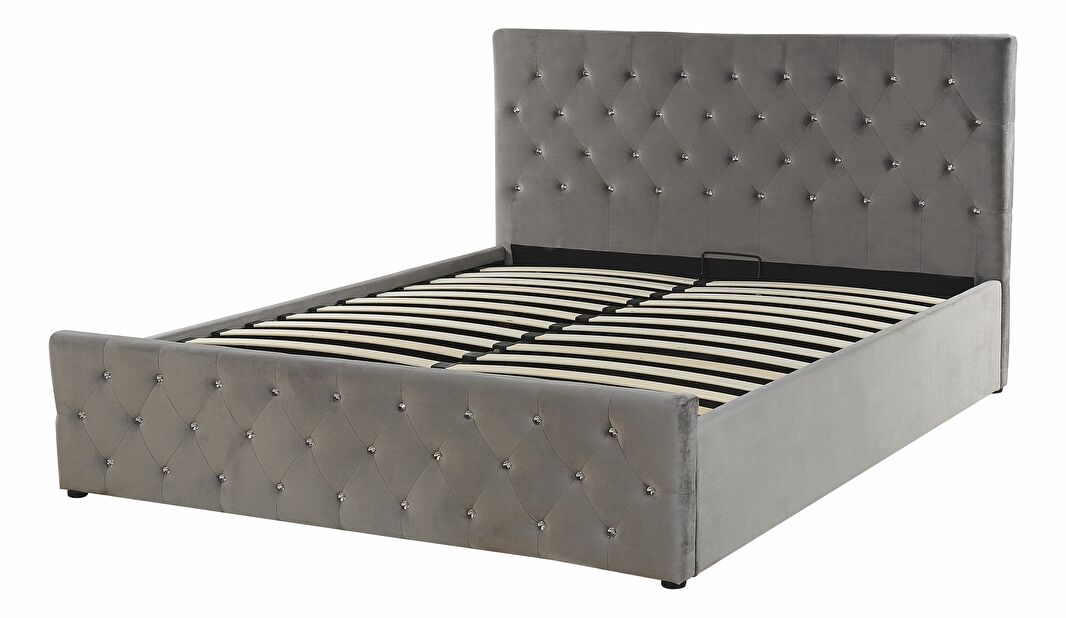 Manželská postel 140 cm AMESIA (šedá) (s roštem a úl. prostorem)