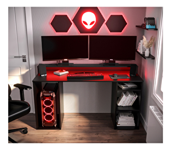 Herní PC stolek Garrick 1 (černý) (s LED RGB osvětlením)