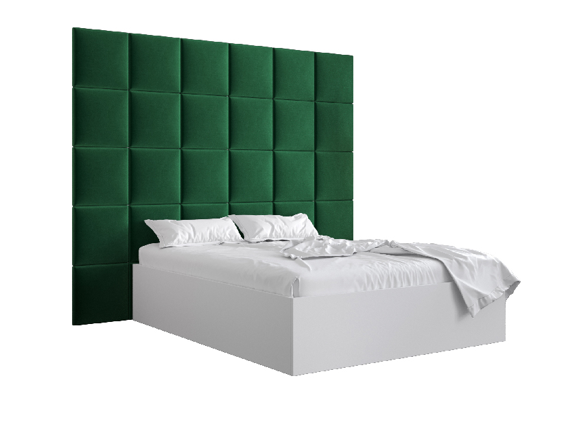 Manželská postel s čalouněným čelem 160 cm Brittany 3 (bílá matná + zelená) (s roštem)