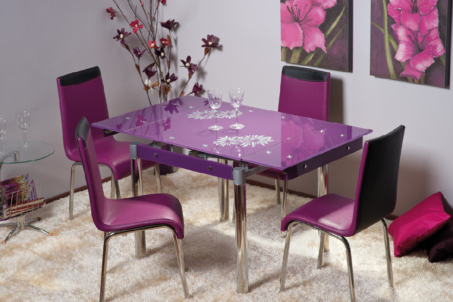 Jídelní stůl GD-082 fialový (pro 4 osoby) *výprodej