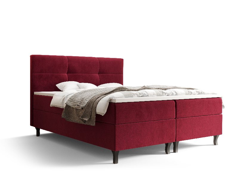 Manželská postel Boxspring 180 cm Lumba Comfort (bordó) (s matrací a úložným prostorem)