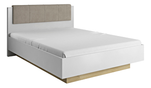 Manželská postel 160 cm Cethos (bílá + dub grandson + bílý lesk)