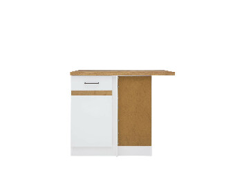 Spodní kuchyňská skříňka, rohová BRW Junona line DNW/100/82/P (Bílá + Lesk bílý + Dub craft zlatý) *výprodej