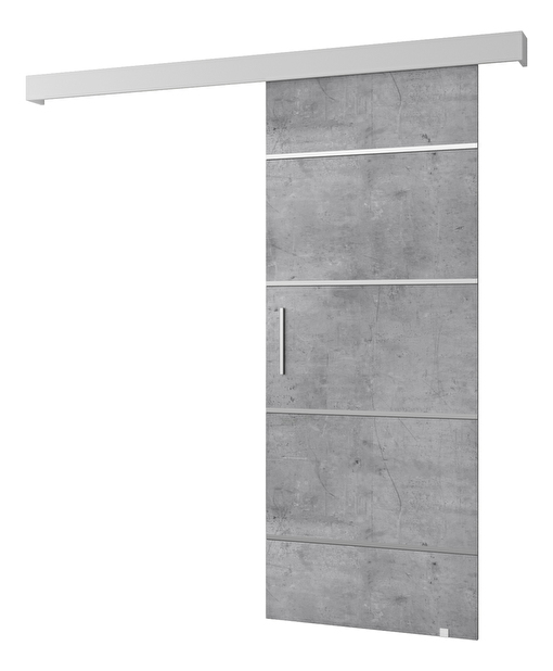 Posuvné dveře 90 cm Sharlene IV (beton + bílá matná + stříbrná)