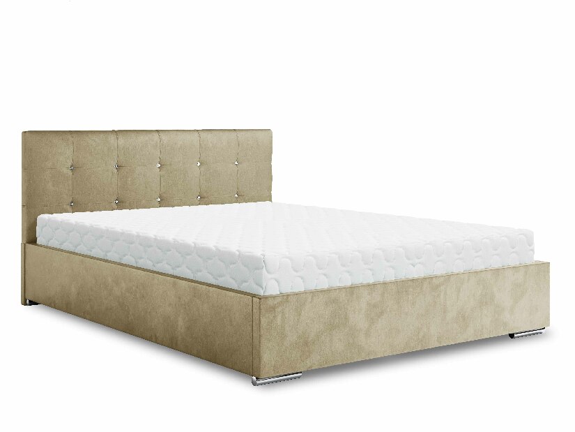 Manželská postel 180 cm Lonnie (béžová) (s roštem a úložným prostorem)