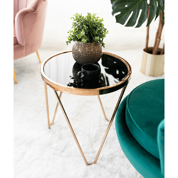 Příruční stolek Valerie (růžové zlato + černá)