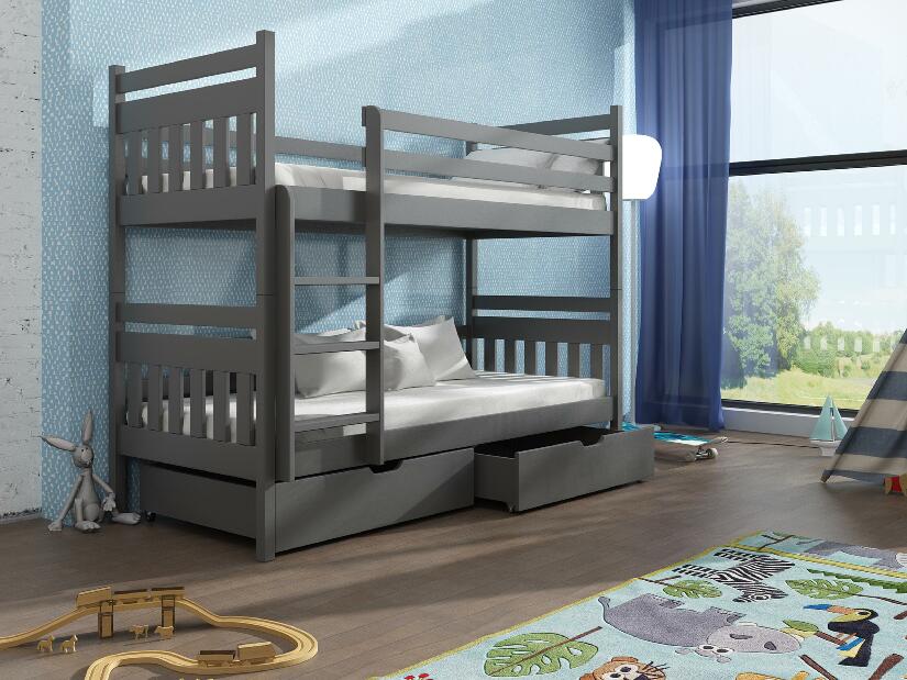 Dětská patrová postel 90 cm Aras (grafit) *výprodej