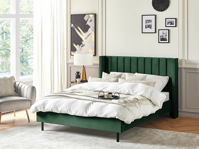 Manželská postel 140 cm Vue (zelená) (s roštem)