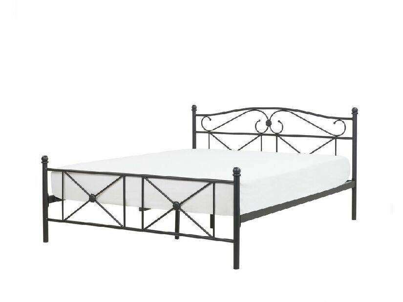 Manželská postel 160 cm RANDEZ (s roštem) (černá)