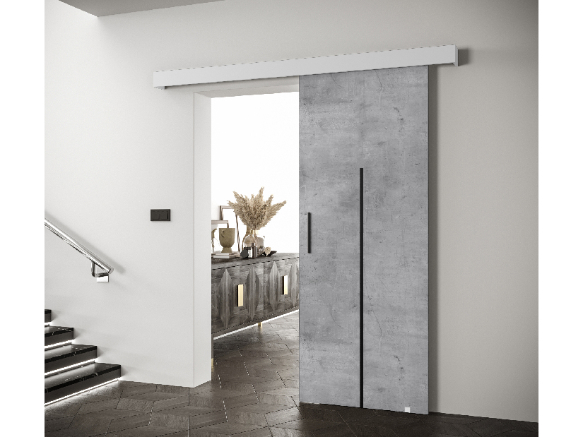 Posuvné dveře 90 cm Sharlene X (beton + bílá matná + černá)