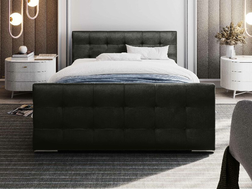 Manželská postel 160 cm Billie (tmavě šedá) (s roštem a úložným prostorem)