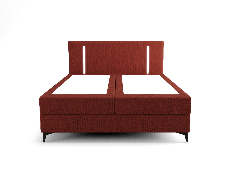 Manželská postel 200 cm Ortega Bonell (červená) (s roštem, s úl. prostorem) (s LED osvětlením)