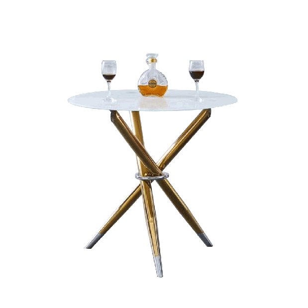 Příruční stolek Hubei (bílá + zlatý chrom)
