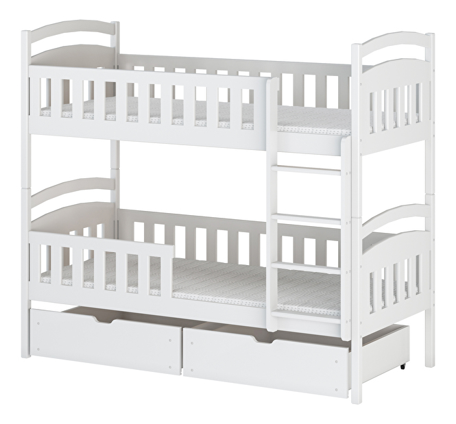 Dětská postel 80 cm Antone (s roštem a úl. prostorem) (bílá)