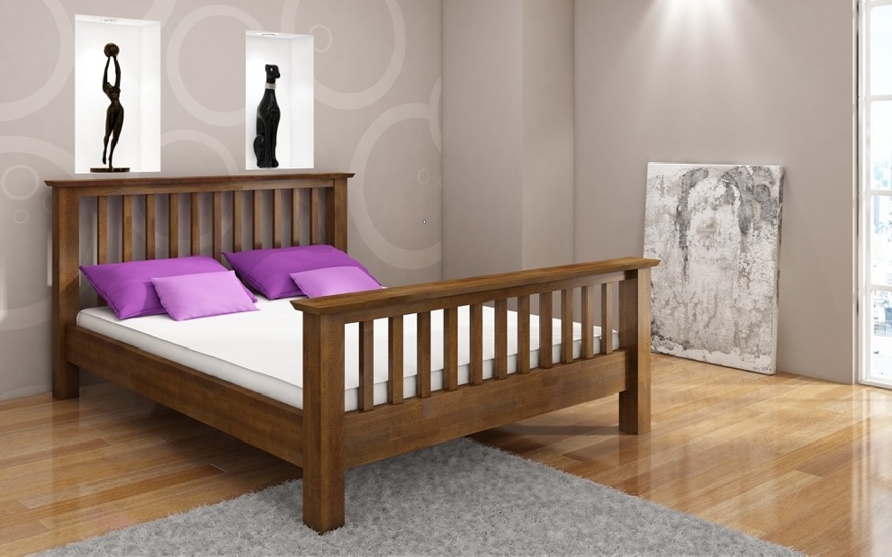 Manželská postel 180 cm Naturlig Leikanger (buk) (s roštem)