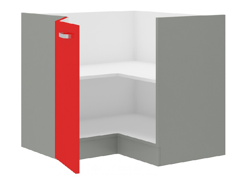 Rohová dolní kuchyňská skříňka Roslyn 89 x 89 DN 1F BB (červená + šedá)