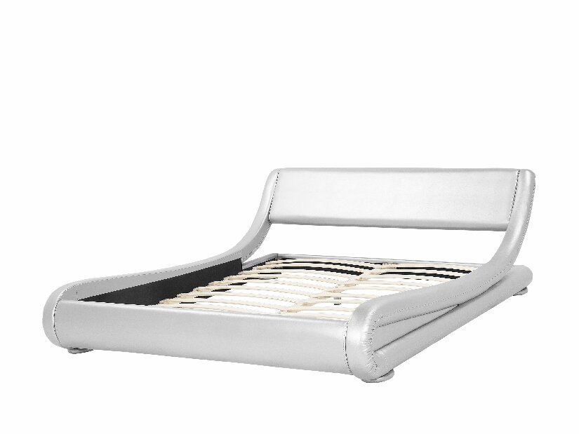 Manželská postel 160 cm AVENUE (s roštem) (stříbrná lesklá)