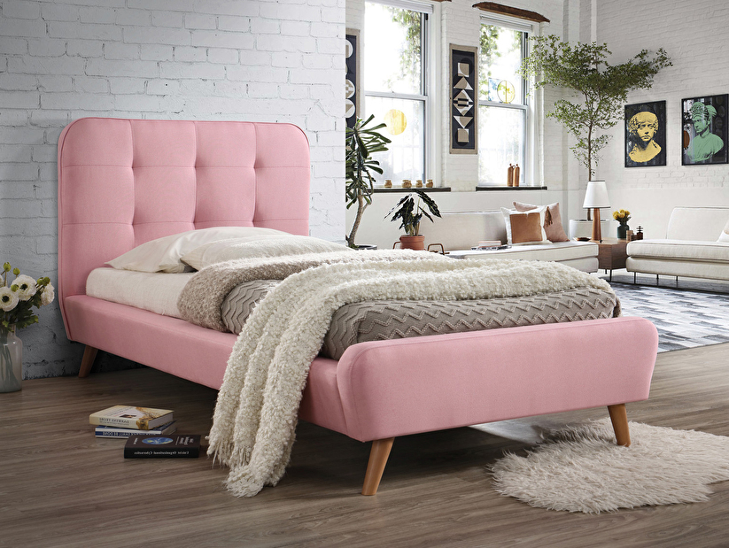 Jednolůžková postel 90 cm Tiffany (růžová) (s roštem) *výprodej