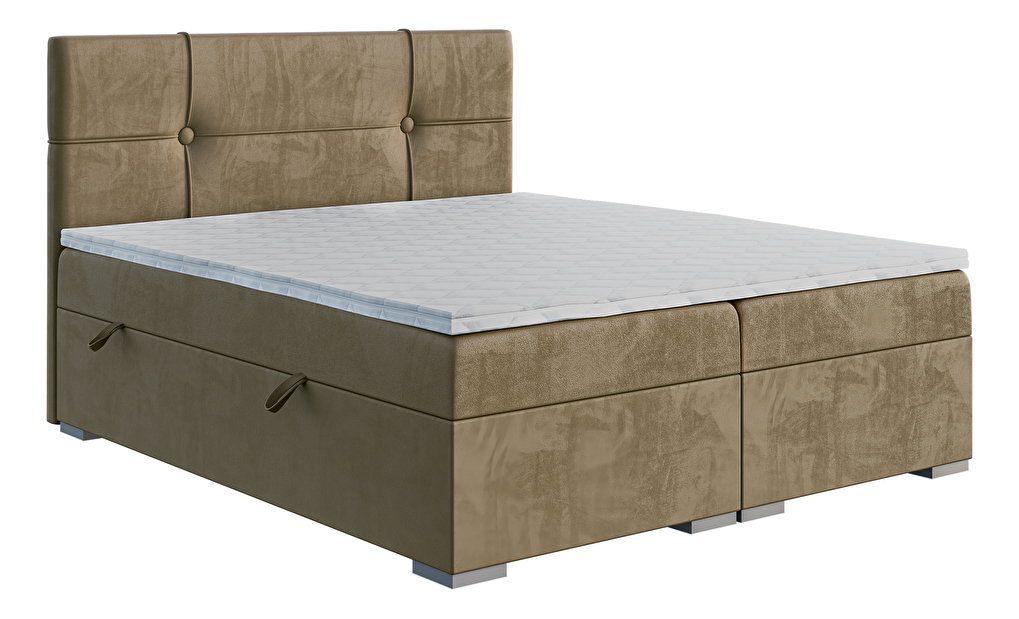 Manželská postel Boxspring 180 cm Gal (tmavobéžová) (s matrací a úl. prostorem)
