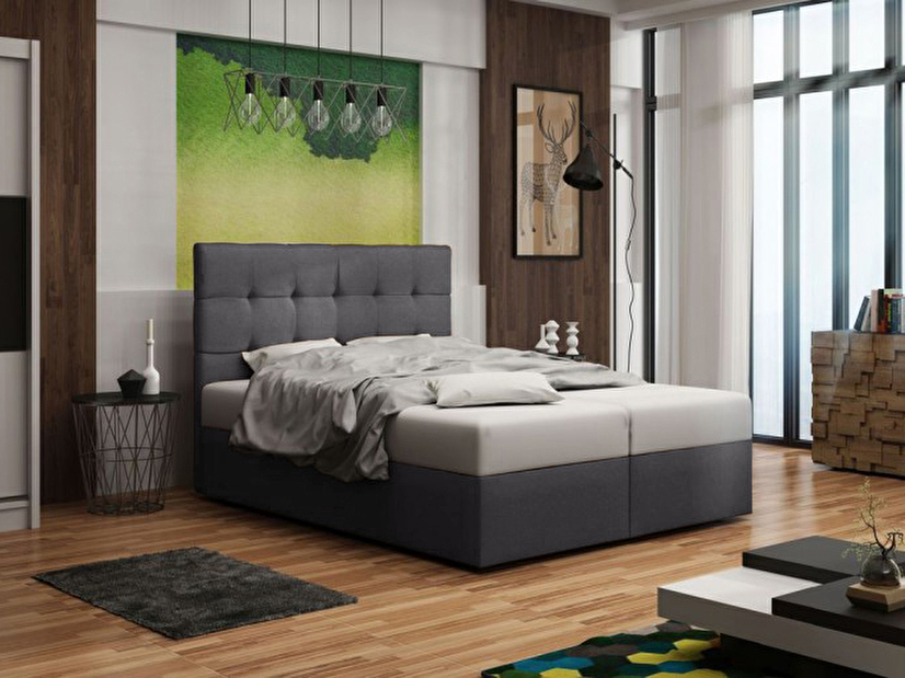 Manželská postel Boxspring 160 cm Duel 2 Comfort (tmavě šedá) (s matrací a úložným prostorem)