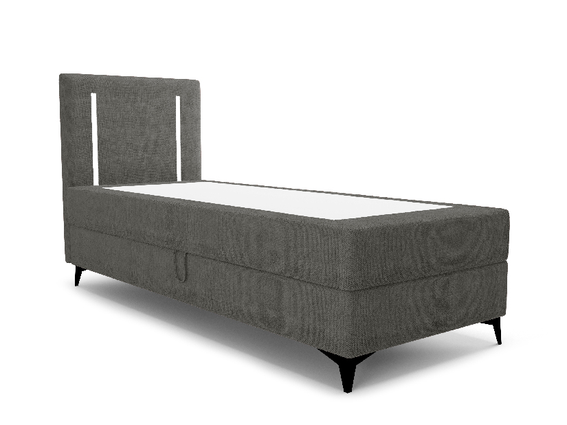Jednolůžková postel 80 cm Ortega Bonell (tmavě šedá) (s roštem, s úl. prostorem) (s LED osvětlením)