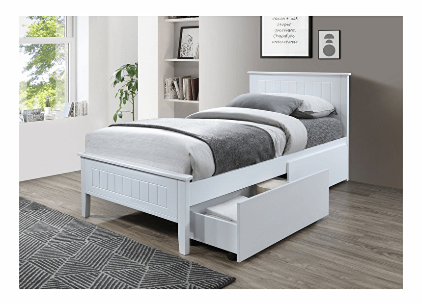 Jednolůžková postel 90 cm Minea (bílá) *výprodej