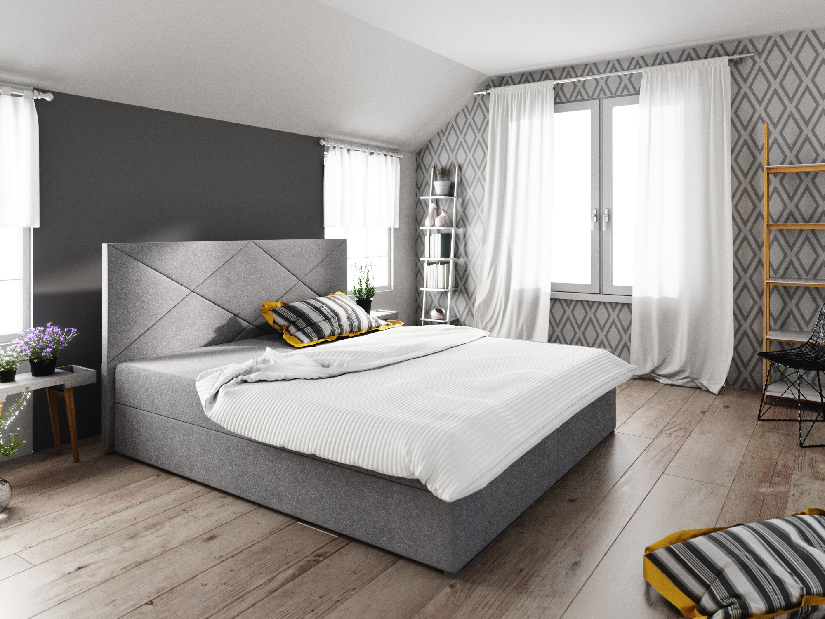 Manželská postel Boxspring 140 cm Fade 4 Comfort (šedá) (s matrací a úložným prostorem)