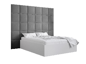 Manželská postel s čalouněným čelem 160 cm Brittany 3 (bílá matná + šedá) (s roštem)