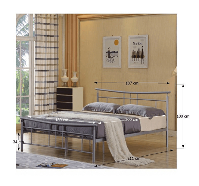 Manželská postel 180 cm Dodleston (s roštem)