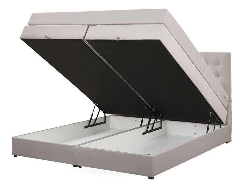Kontinentální postel 160 cm MAGNEZ (šedá) (s matrací a úložným prostorem)