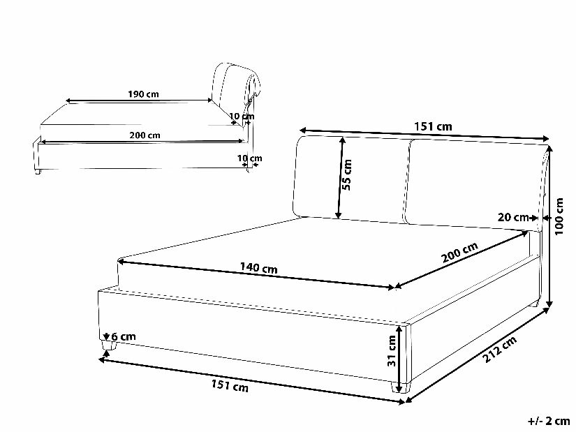 Manželská postel 140 cm BELLA (s roštem) (šedá)