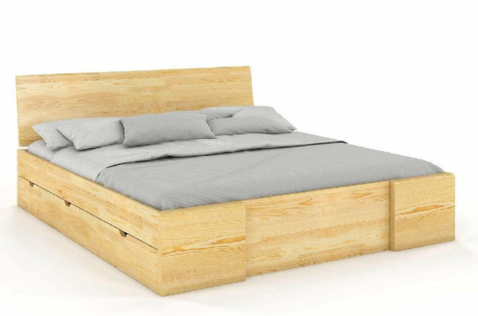 Manželská postel 160 cm Naturlig Blomst High Drawers (borovice) (s roštem)