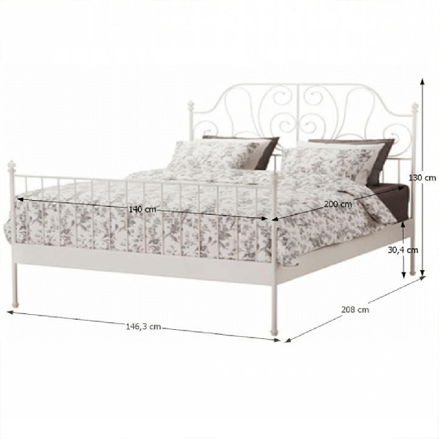 Manželská postel 140 cm Plue (s roštem)