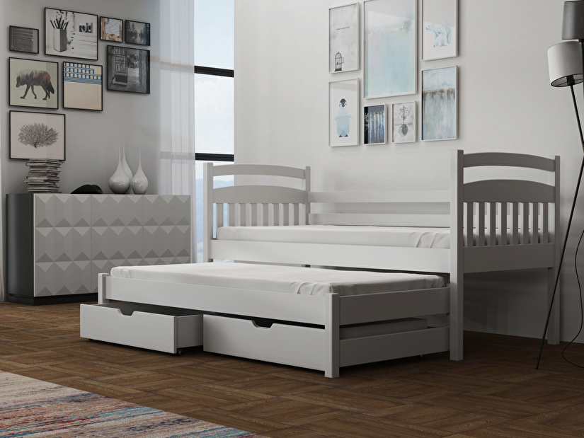 Dětská postel 80 cm REID (s roštem a úl. prostorem) (bílá)