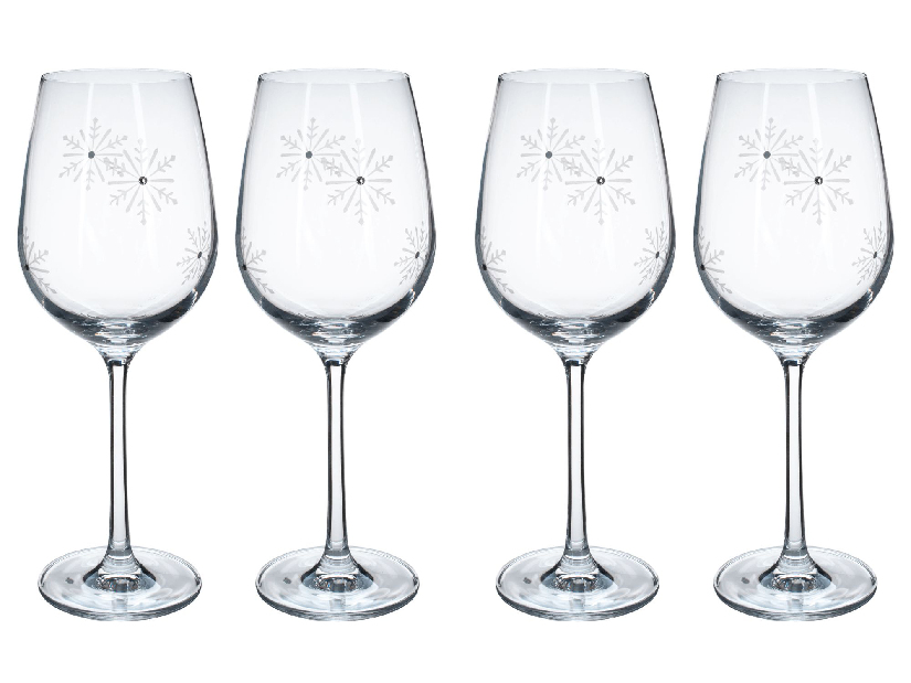 Set 4 ks sklenic na víno s krystaly 450ml Snouflek 