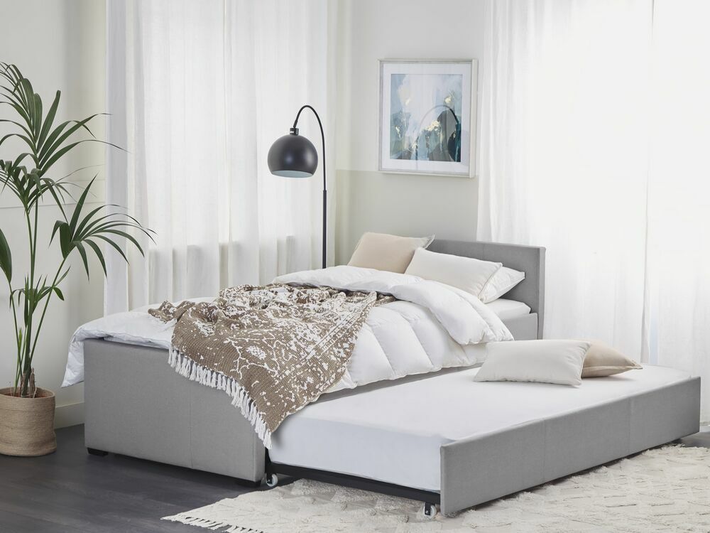 Jednolůžková postel 90 cm MERMAID (polyester) (šedá) (s roštem)