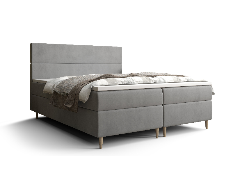 Manželská postel Boxspring 160 cm Flu (šedá) (s matrací a úložným prostorem)