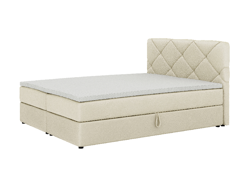 Kontinentální postel 140x200 cm Karum (béžová) (s roštem a matrací)