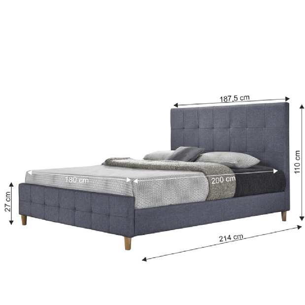 Manželská postel 180 cm Balren (s roštem)