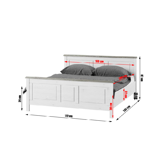 Manželská postel 160 cm Lunete LM16