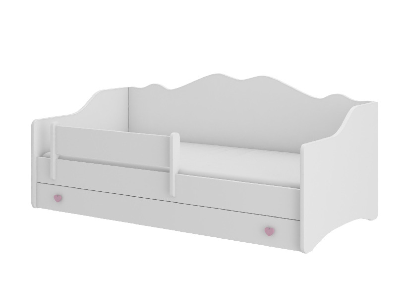 Dětská postel 160x80 cm Ester I (s roštem a matrací) (bílá + růžová)