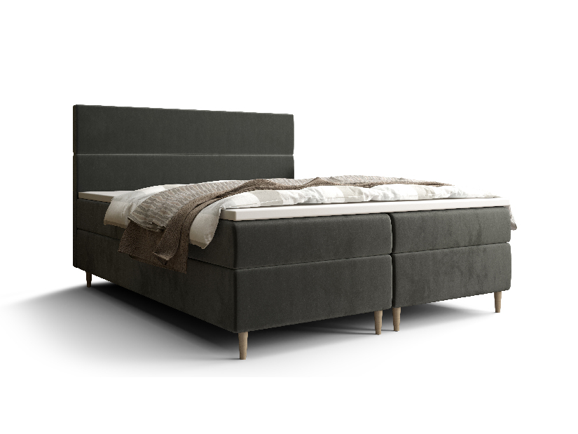 Manželská postel Boxspring 160 cm Flu Comfort (tmavě šedá) (s matrací a úložným prostorem)