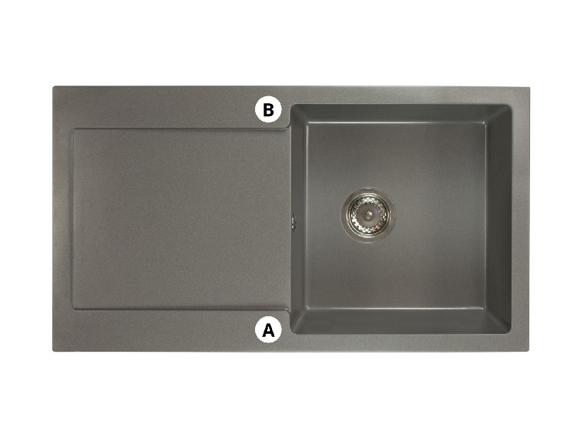 Kuchyňský dřez Adaxa (černá + textura) (se 2 otvory pro baterii) (L)