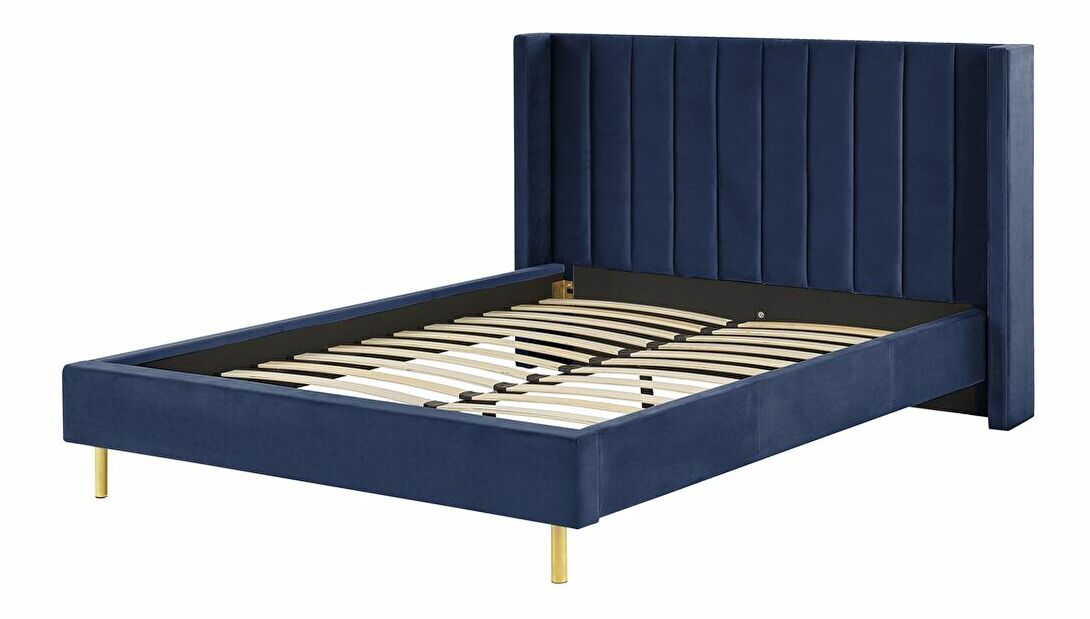 Manželská postel 160 cm Vue (modrá) (s roštem)